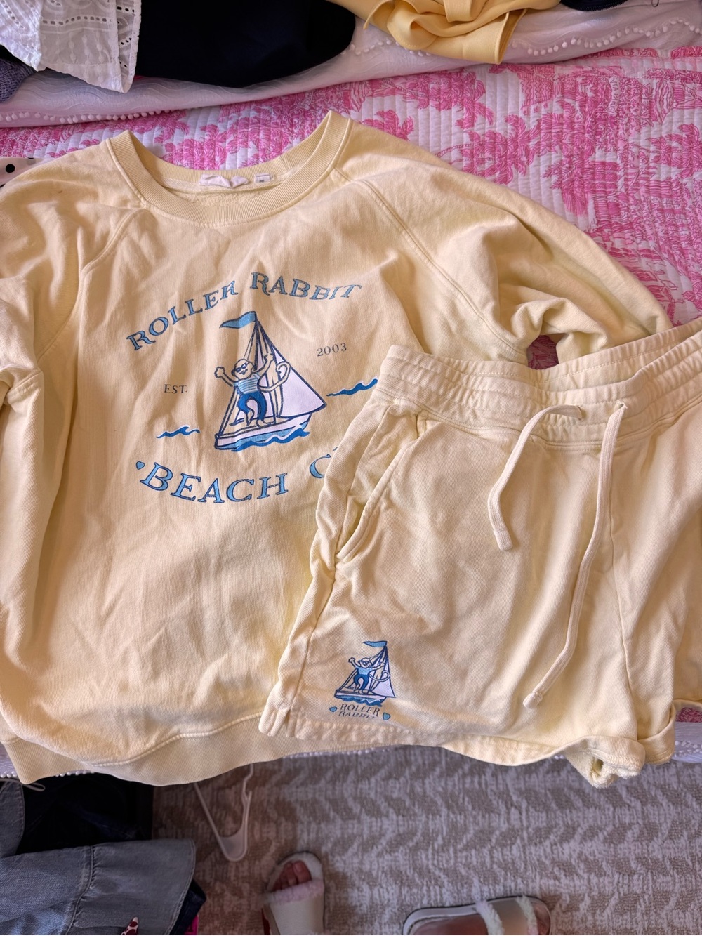 Roller Rabbit Yellow Beach Crewneck & Shorts Set